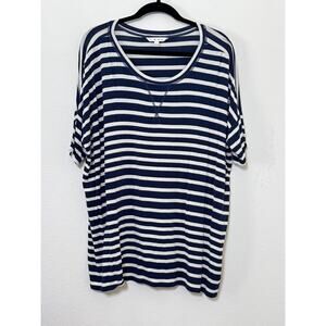 CAbi Boxy Nautical Stripe Short Sleeve Oversized Tee #769 – Navy / White – Large